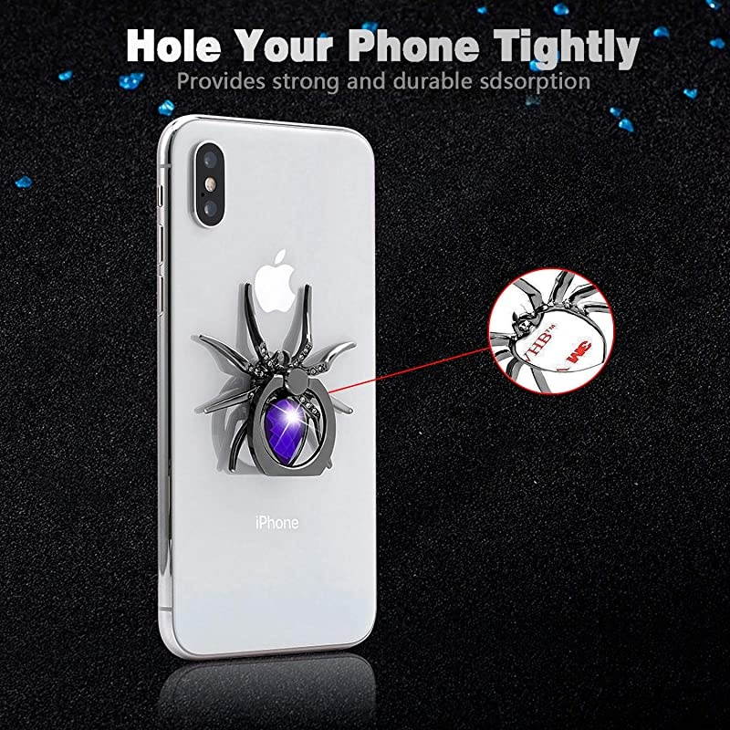 Spider Phone Ring Holder  Animal Sparkle Phone Ring Finger Grip Rhinestone Phone Holder for All Smartphone Purple