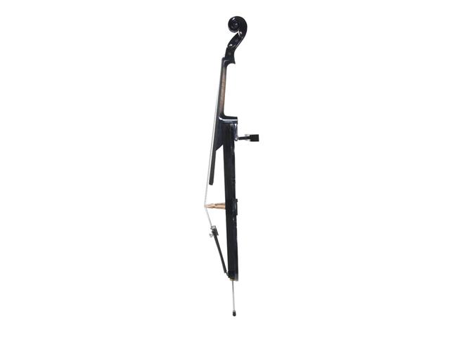 Cecilio CECO-2BK Full Size 4/4 Ebony Electric Silent Metallic Black Cello in Style 2 +Soft Case, Bow & Accessories