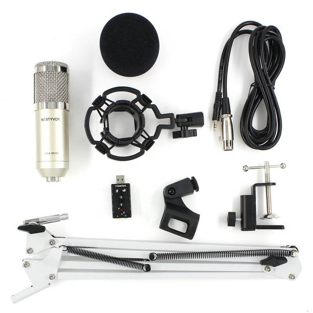 Condenser Microphone BM-800 Mic Adjustable Mic Suspension Scissor Arm Double-Layer Pop Filter for Studio Recording Broadcast