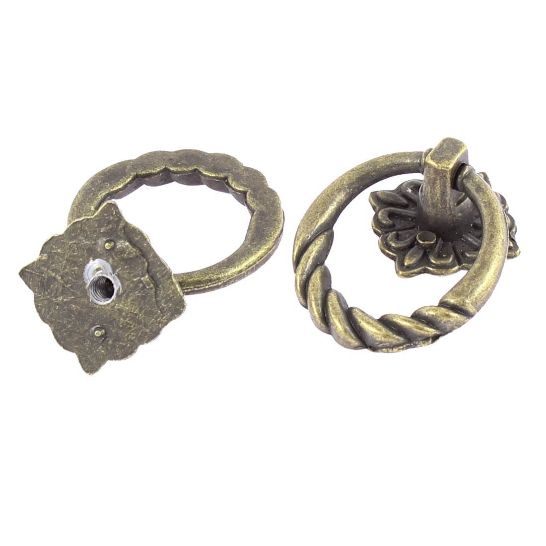 Kitchen Cabinet Cupboard Dresser Door Retro Style Ring Pull Handles Knob 2pcs