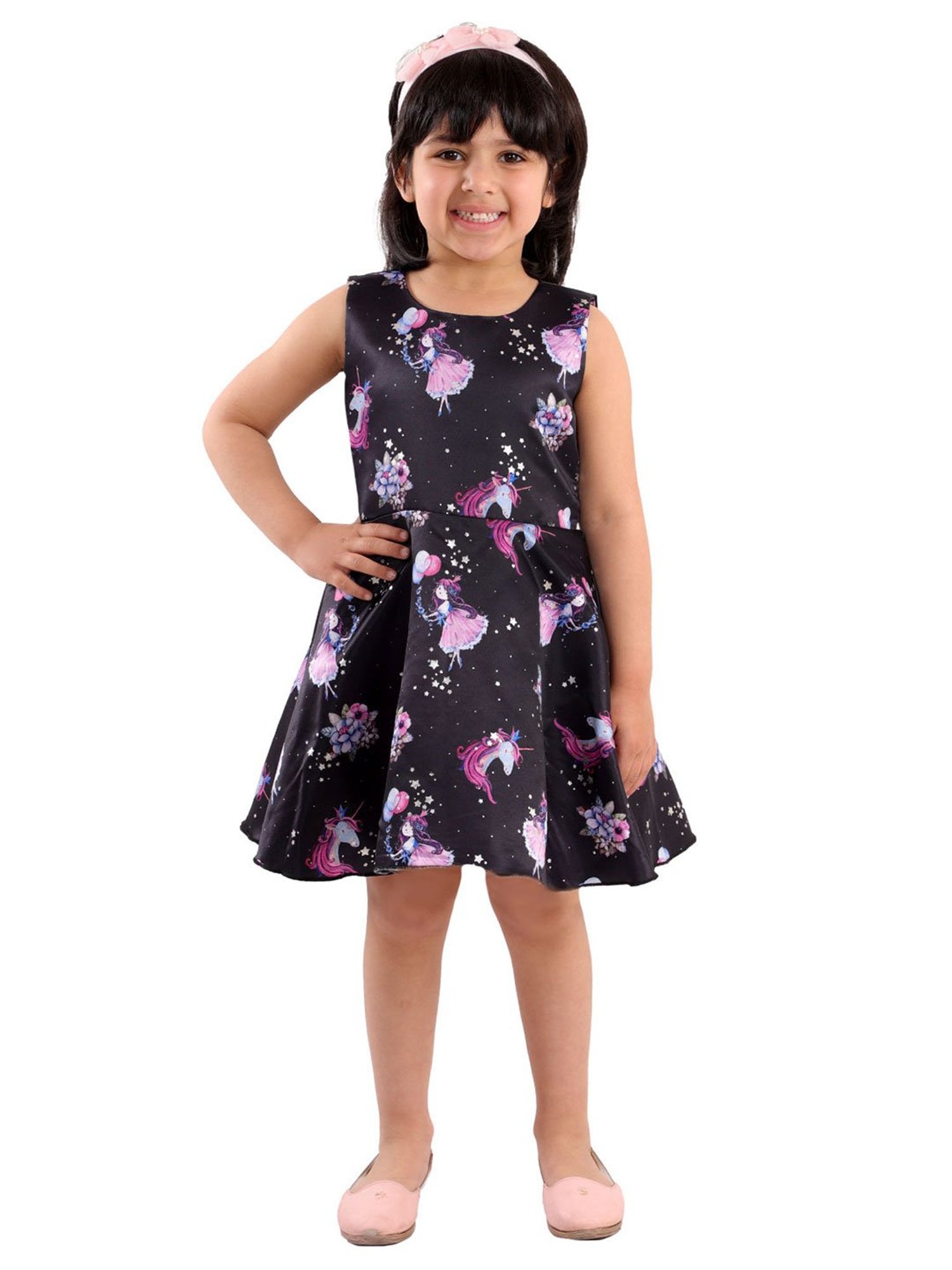 KidsDew Kids Black Printed Dress