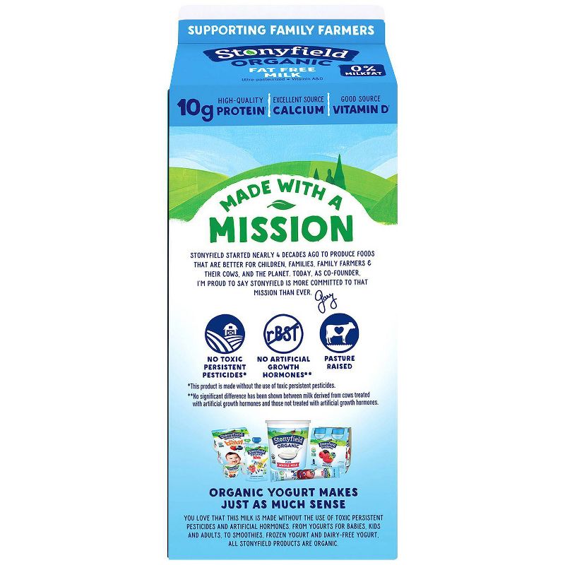 Stonyfield Organic Skim Milk - 0.5gal