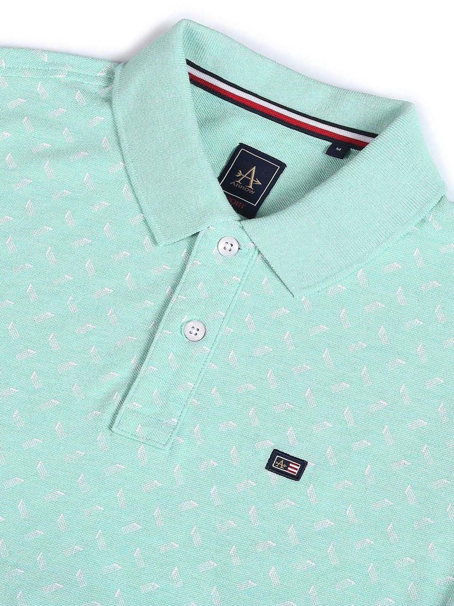 Arrow Sport Mint Cotton Regular Fit Printed Polo T-Shirt