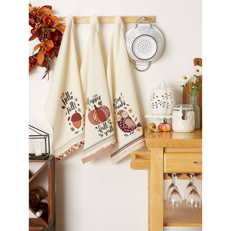 Swedish Dish Cloth 7.75" Thanksgiving Fall Set / 4 Dishcloth Kitchen Clean Up  -  Dish Cloth