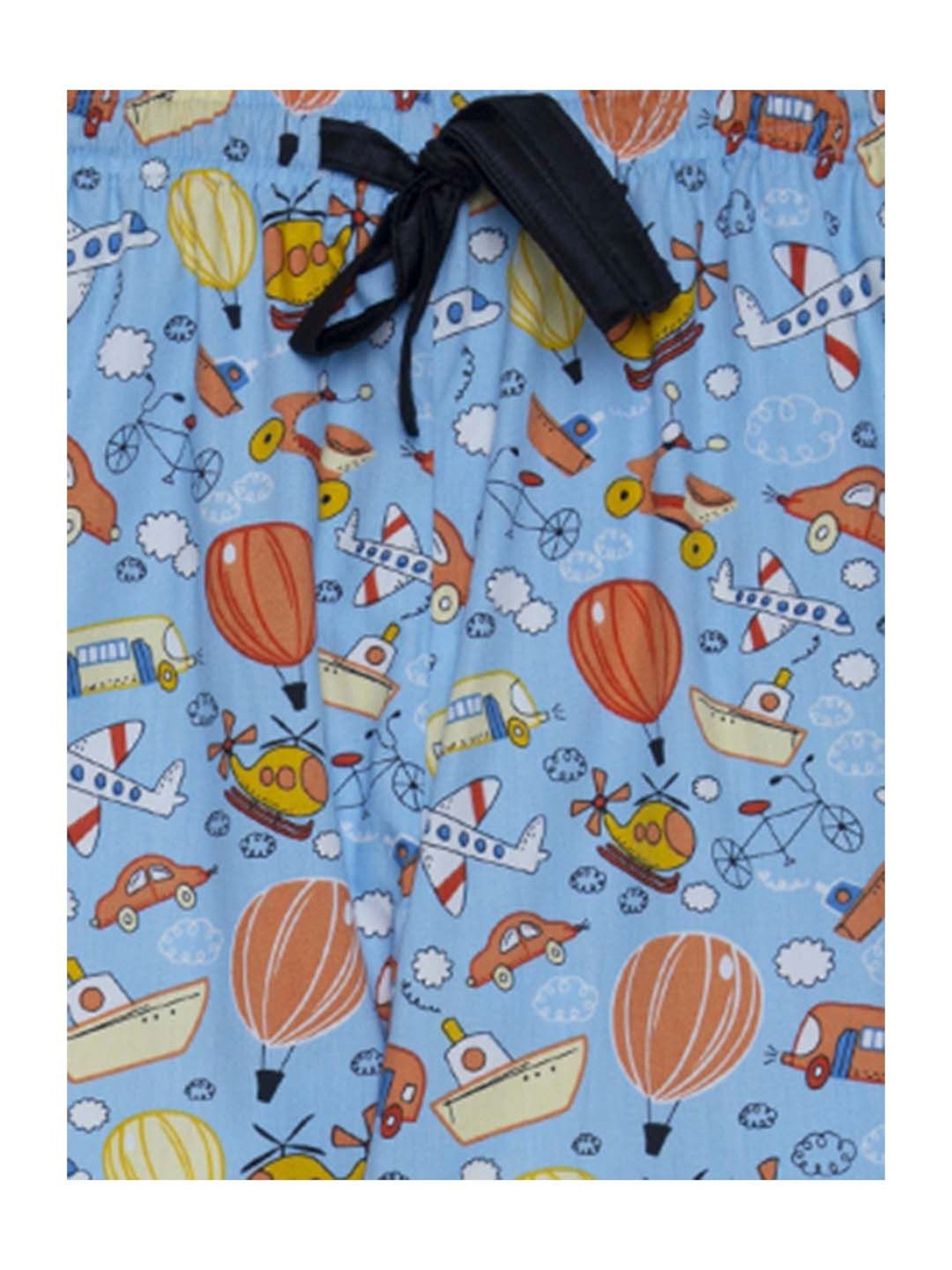 Fluffalump Boys Multicolor Cotton Printed Nightwear Top & Pants Set