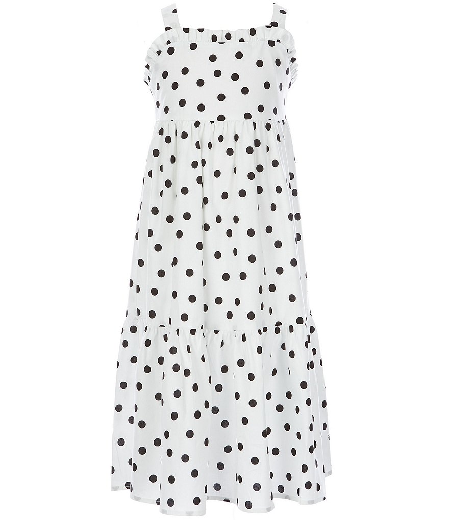 Poppies and Roses Big Girls 7-16 Polka-Dot Tiered Midi Dress