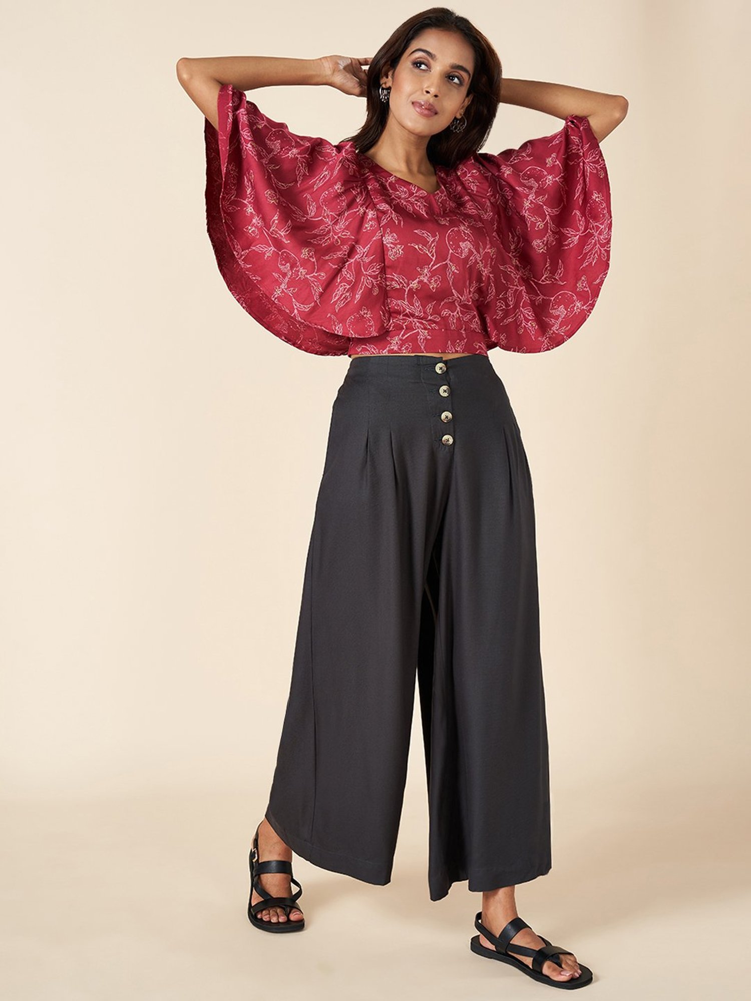 Akkriti by Pantaloons Crimson Red Printed Top