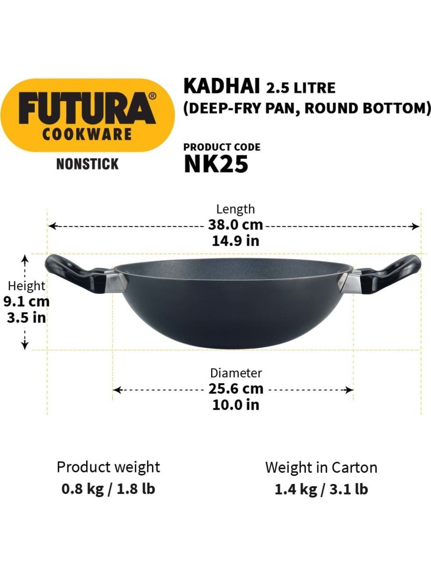 ALLO Silver Stainless Steel Induction Friendly Triply Kadhai (3 L)