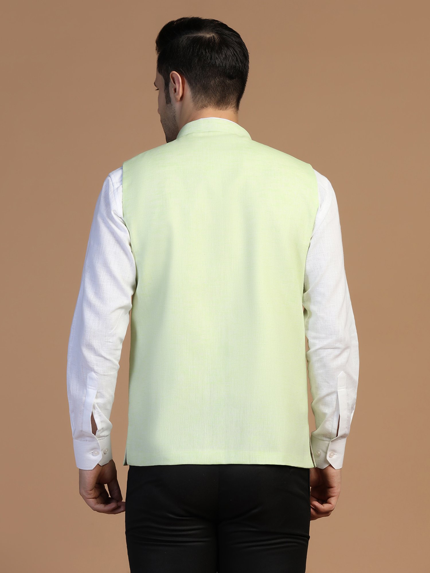 TAHVO Light Green Regular Fit Nehru Jacket