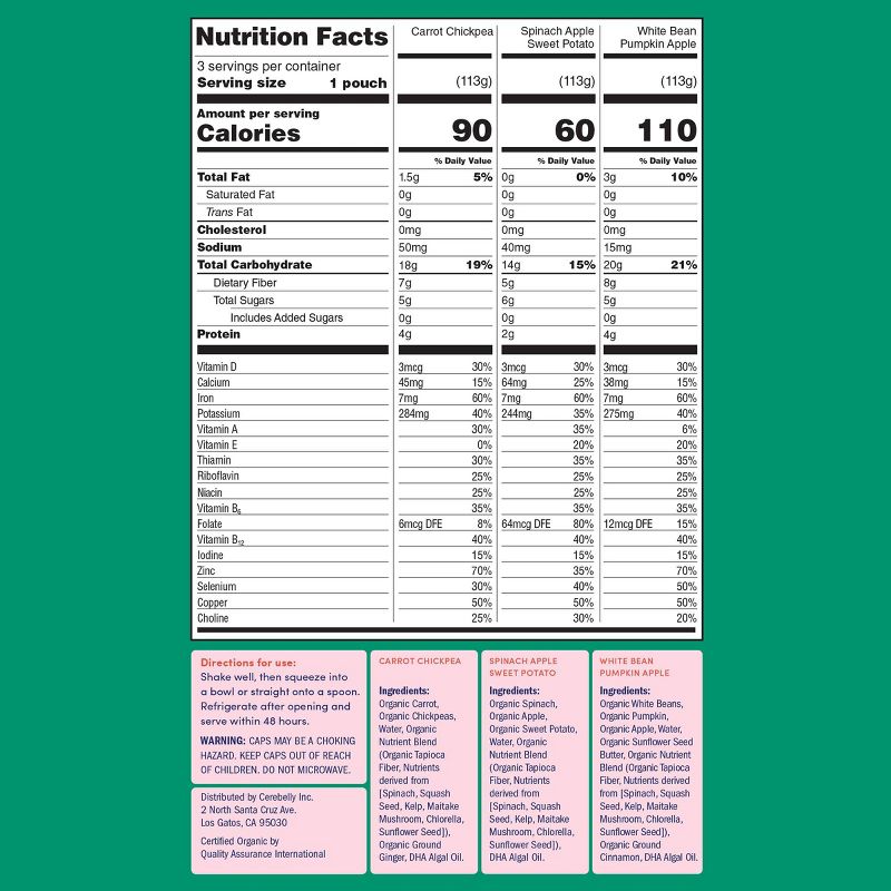 Cerebelly Clean Label Project Purity Award Winning, 10-11 Months Organic Baby Food Variety pk