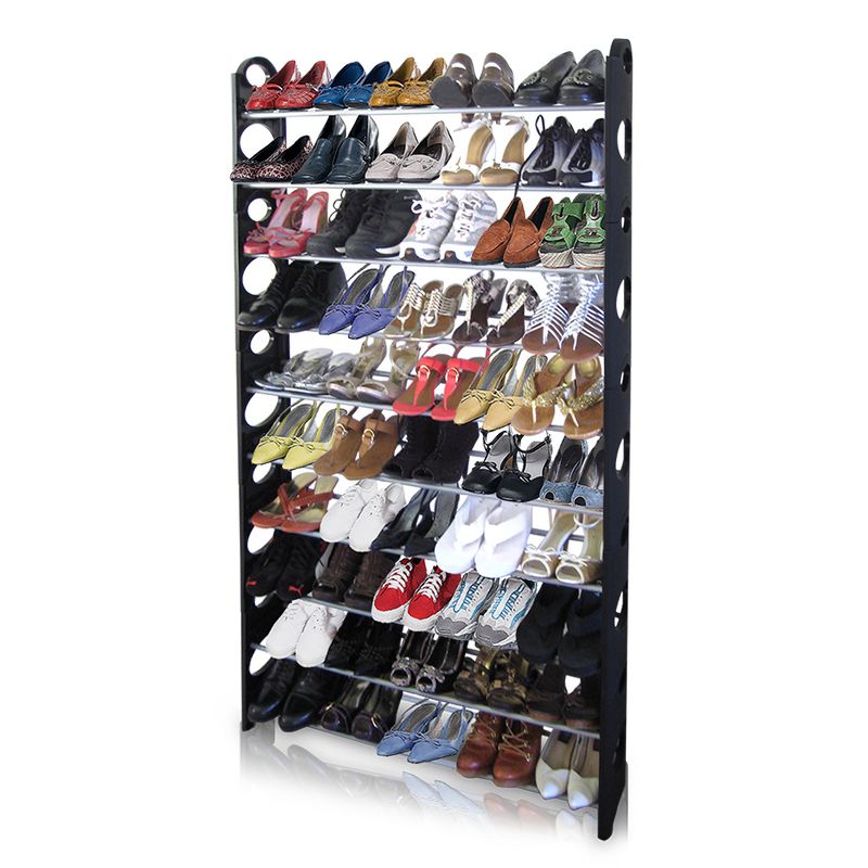 Home Basics 50 Pair Metal Shoe Rack, Black