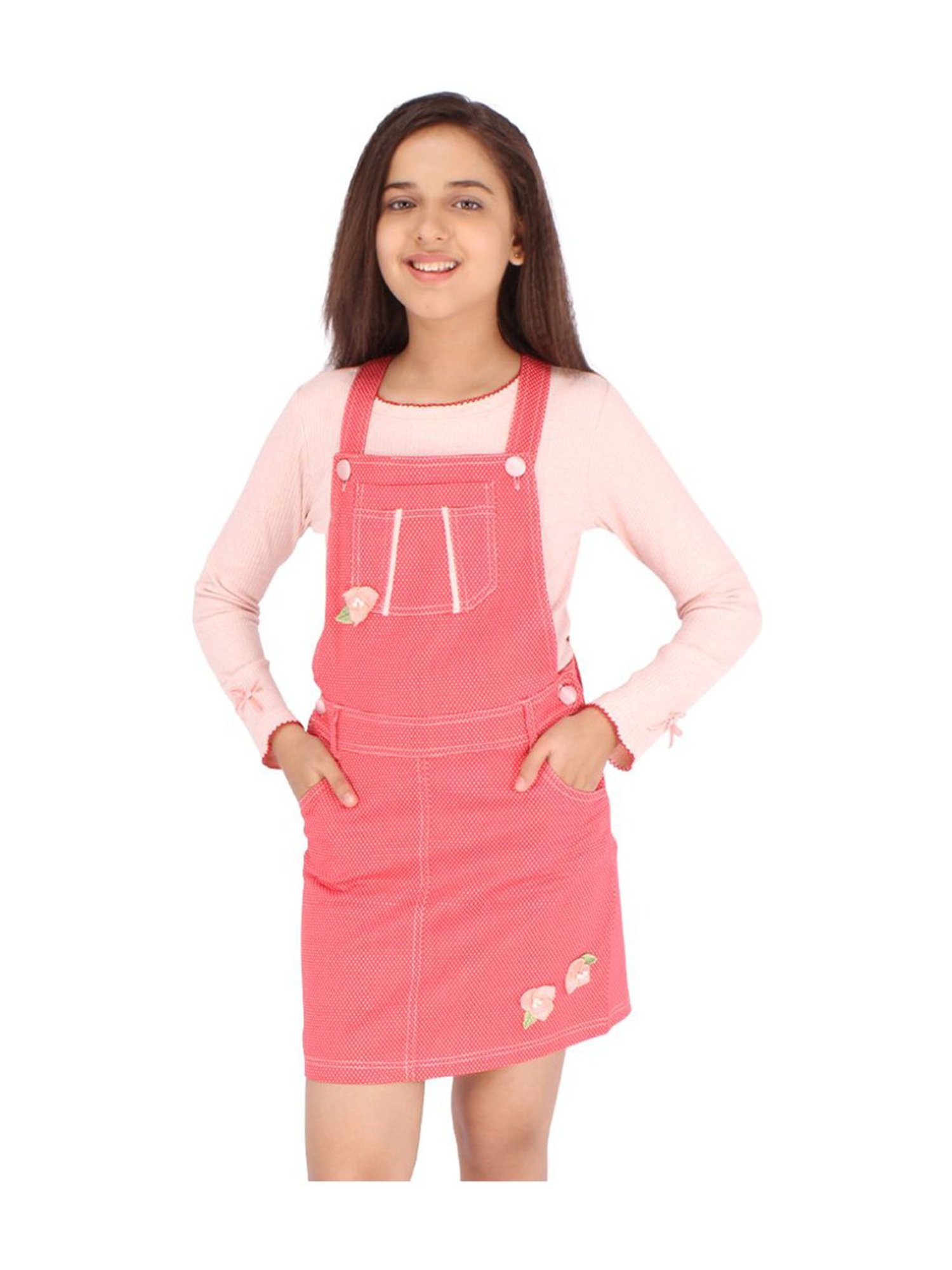 Cutecumber Kids Pink & White Printed Full Sleeves Dress