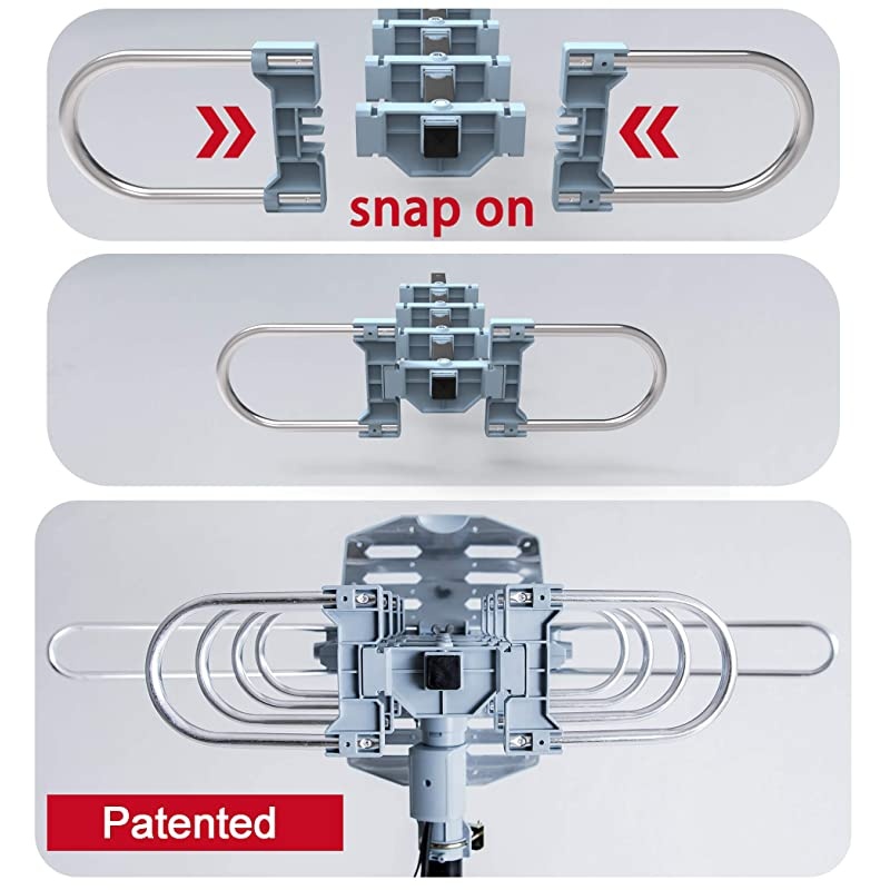 PBD WA2608 Digital Amplified Outdoor HD TV Antenna with Mounting Pole amp 40 ft RG6 Coax Cable 150 Miles Range Wireless Remote Rotation