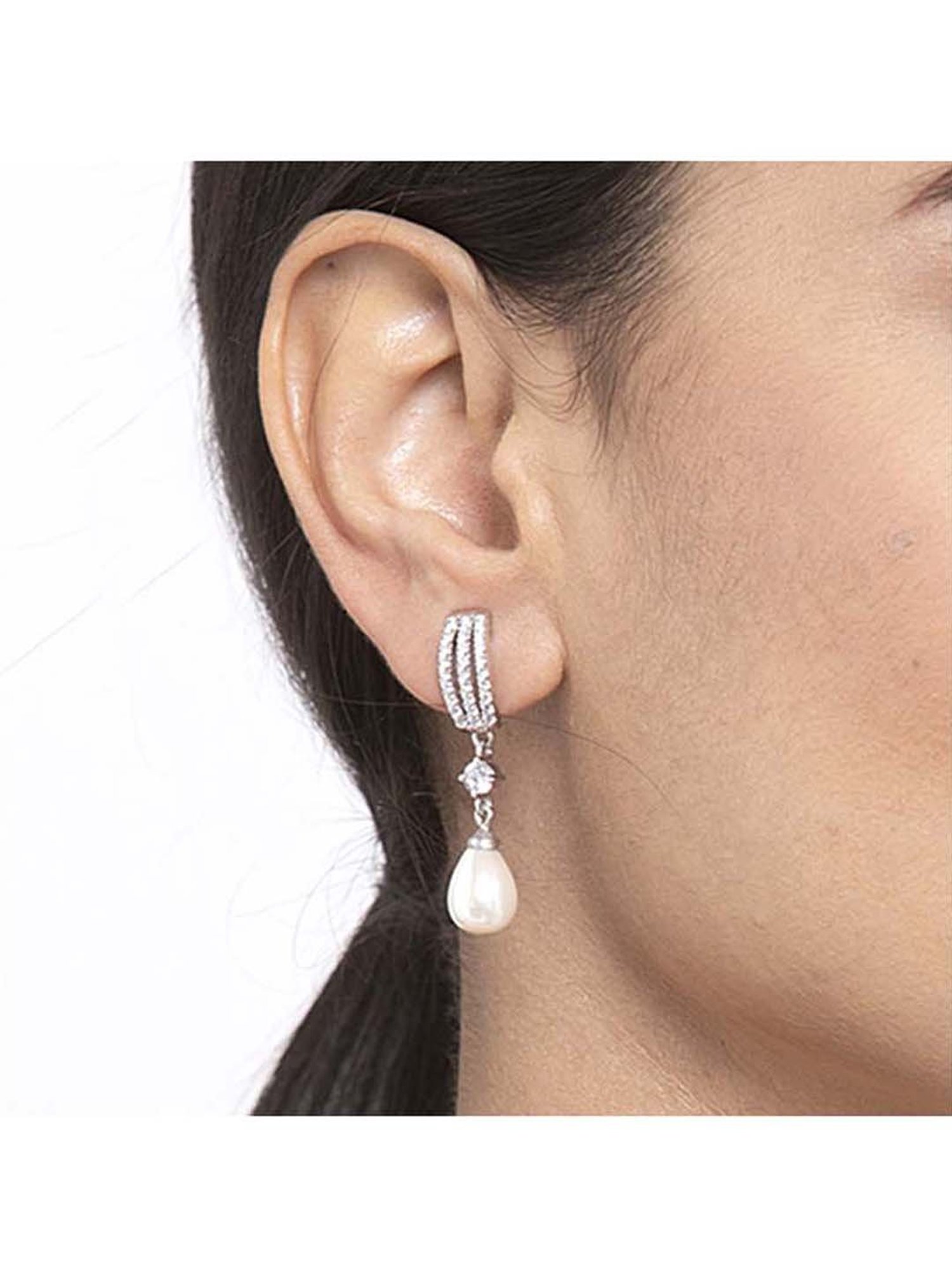 Clara 92.5 Sterling Silver Rhodium-Plated Swiss Zirconia Queen Earrings