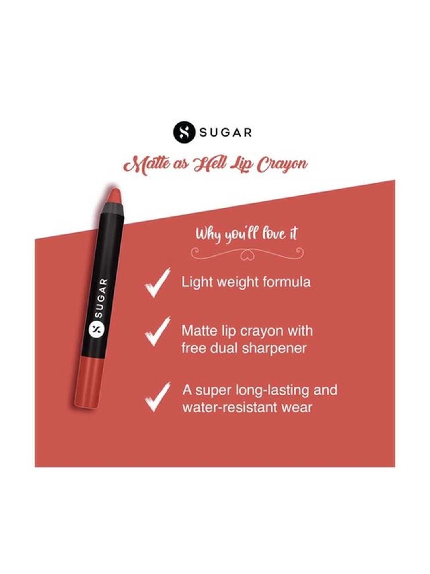 Sugar Cosmetics Matte As Hell Crayon Lipstick 11 Elle Woods - 2.8 gm