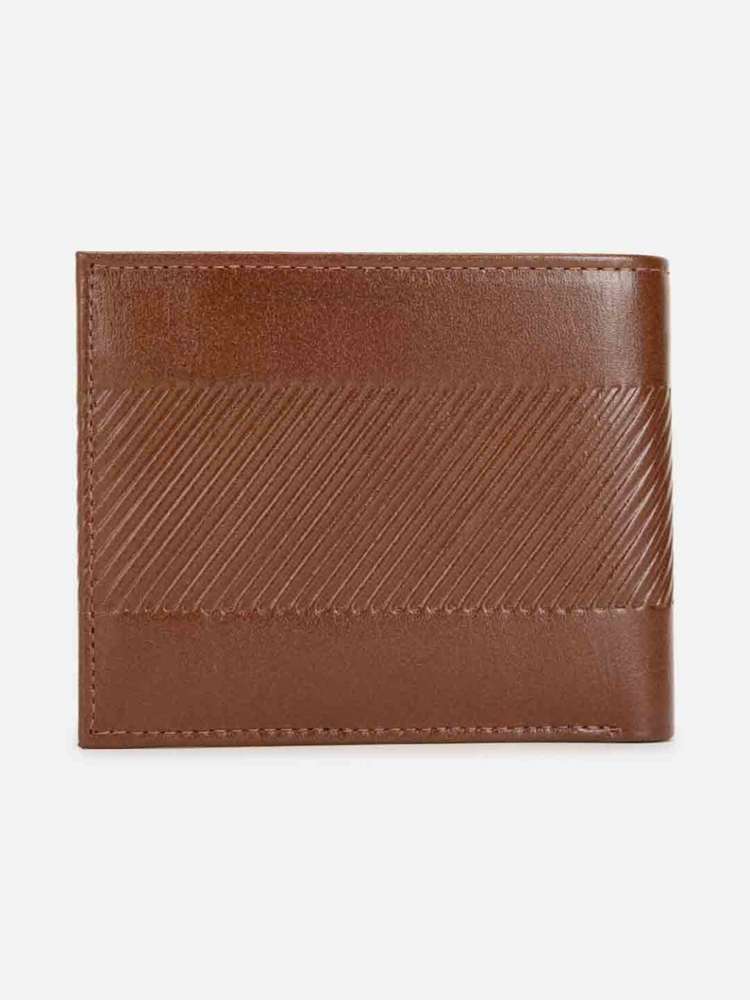 Allen Solly Brown Textured Leather Bi-Fold Wallet for Men