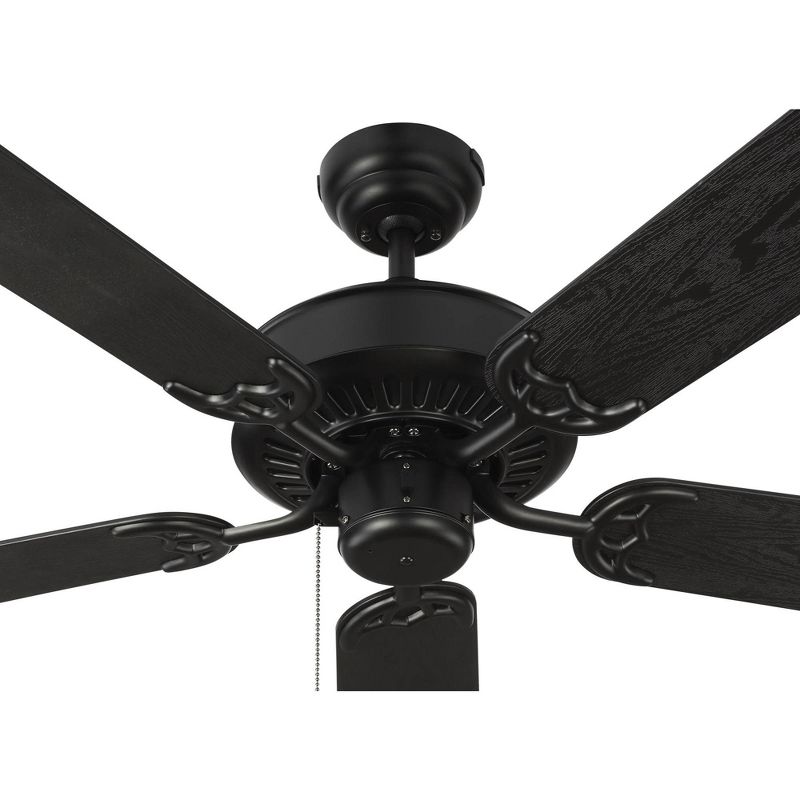 44" Monte Carlo Haven Outdoor Matte Black Pull Chain Ceiling Fan