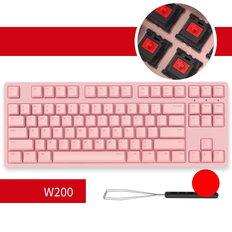 iKBC Typeman W200  2.4Ghz Wireless 87 keys PBT Keycaps Mechanical Gaming Keybaord-Cherry MX Blue( Black)