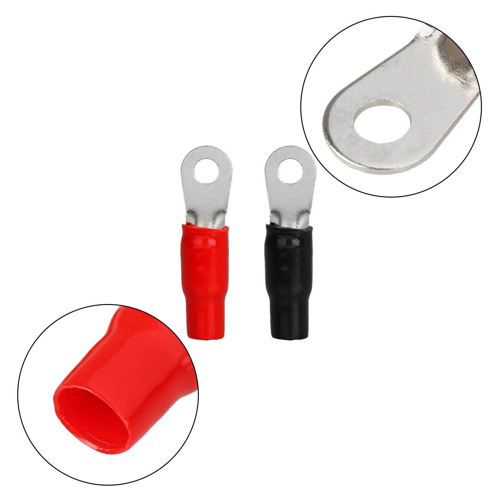 20Pack 4 Gauge Ring Terminal for 4 AWG Wire Crimp Cable Red Black Boots 5/16