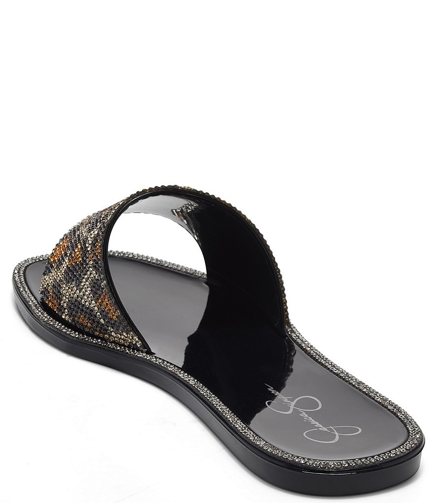 Jessica Simpson Kassime Leopard Print Embellished Jelly Slides