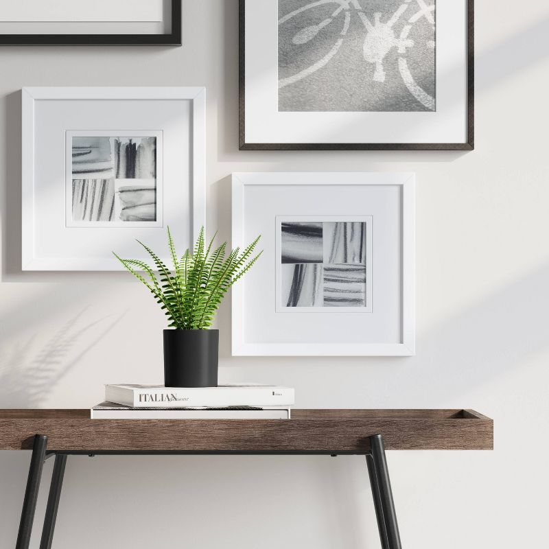 (Set of 2) 12" x 12" Framed Brushed Strokes Wall Art Gray - Project 62™