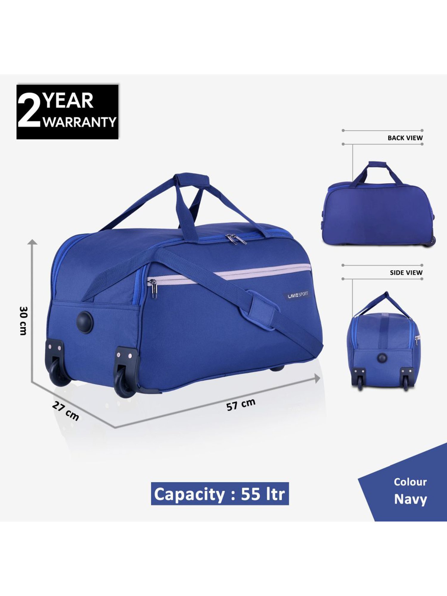 Lavie Sport Combo Size 53+57 Cms Lino M Wheel Duffle Bag  | Duffle Bag
