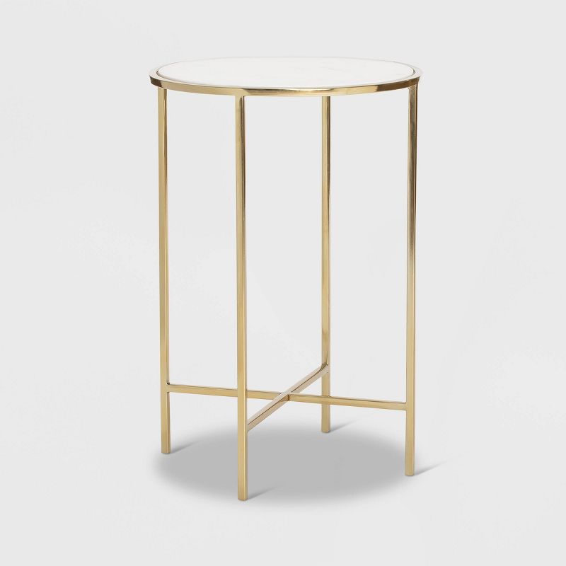 Elliott Marble Side Table White/Gold - Adore Decor
