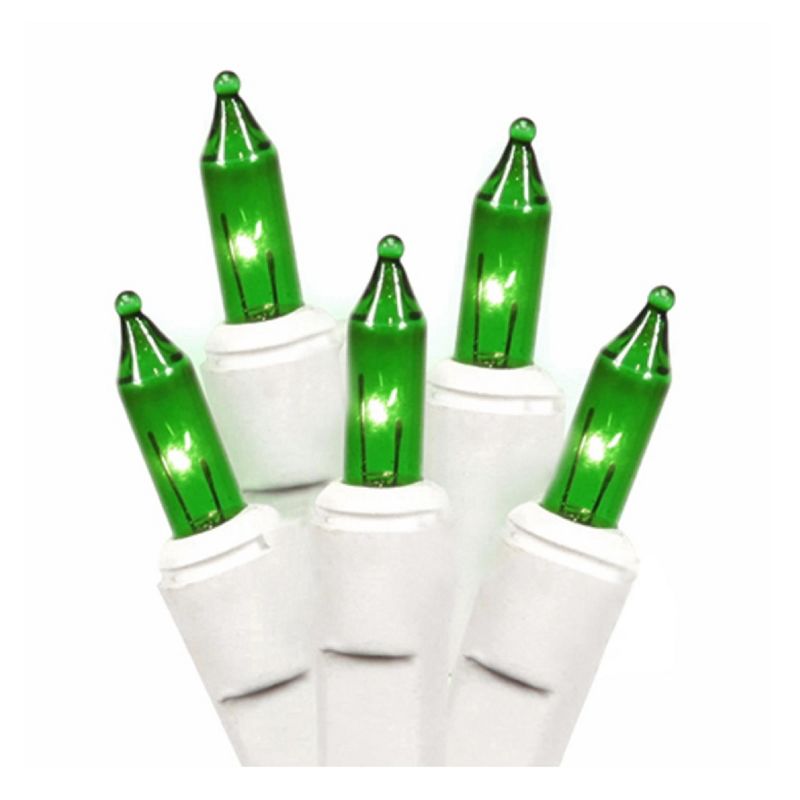 J. Hofert Co 100ct Mini Everglow String Lights Green - 25.8' White Wire
