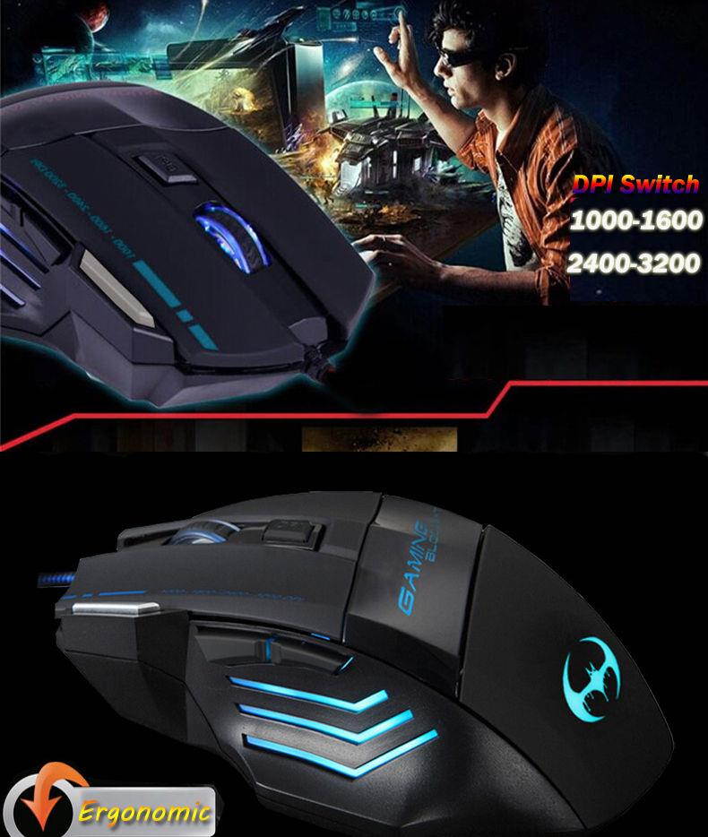 8D 3200DPI T80 Blood Bat Optical 7 Buttons Usb Wired Gaming Mouse LOL WOW CF FPS