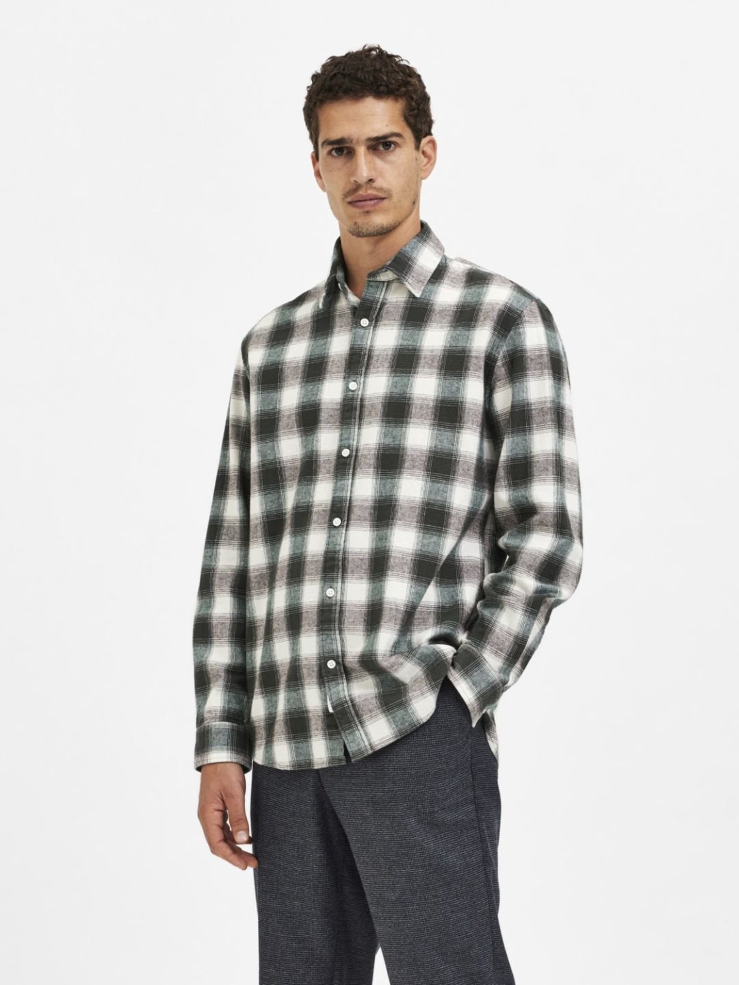 SELECTED HOMME Forest Night Cotton Regular Fit Checks Shirt