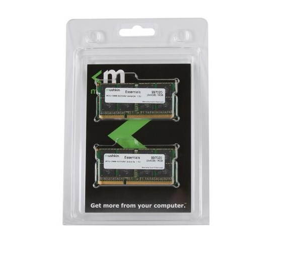 Mushkin Enhanced 16GB (2 x 8G) Essentials DDR3 PC3-10666 1333MHz 204-Pin Laptop Memory Model 997020