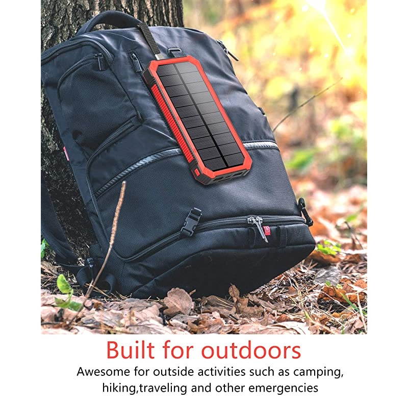 Portable Power Bank 15000mAh  Solar Charger Solar Power Bank Battery Pack HighSpeed Charging Solar Phone Charger for iPhone Samsung and More