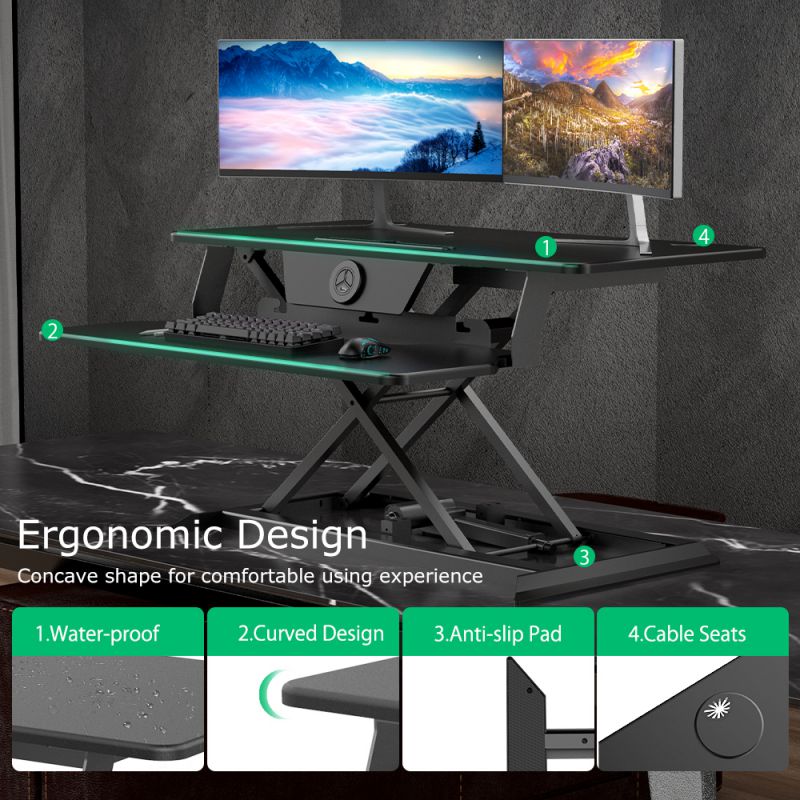 RESPAWN 3000 Gaming Computer Desk - Ergonomic Height Adjustable Gaming Desk, in Blue (RSP-3000-BLU)