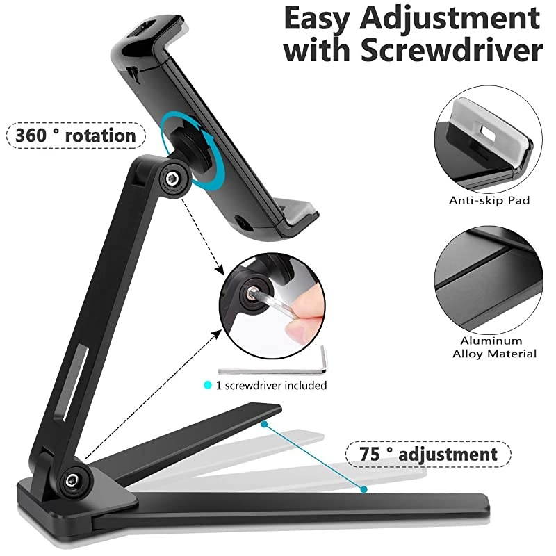 Tablet Stand Tablet Wall Mount Under Cabinet Holder Desktop Tablet Holder for 4496 Width of TabletsPhones Compatible with iPad Pro iPad Pro Air iPad Mini Galaxy Tab More Black