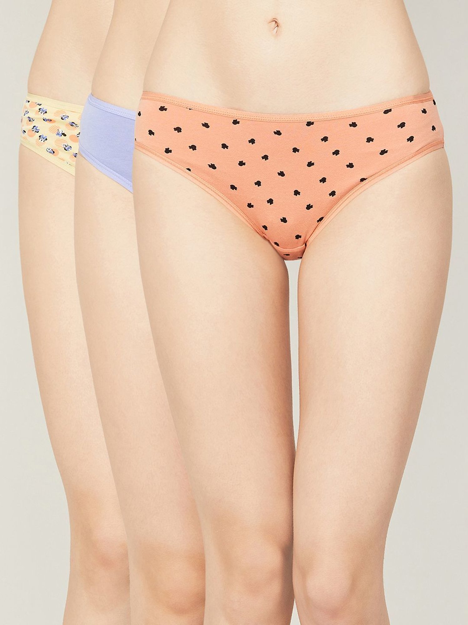 Ginger by Lifestyle Peach & Purple Printed Hipster Panties - Pack Of 3
