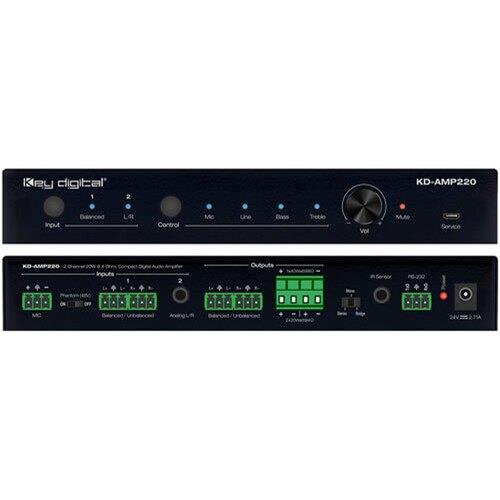 Key Digital KD-AMP220 2 Channel 20 Watt Per Channel Compact Digital Amplifier