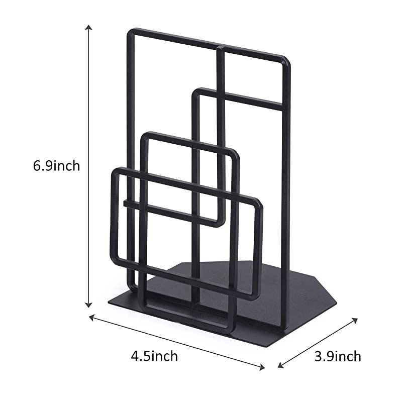 Book Ends Heavy Duty, Decorative Black Bookends for Shelves, Window Lattice Design