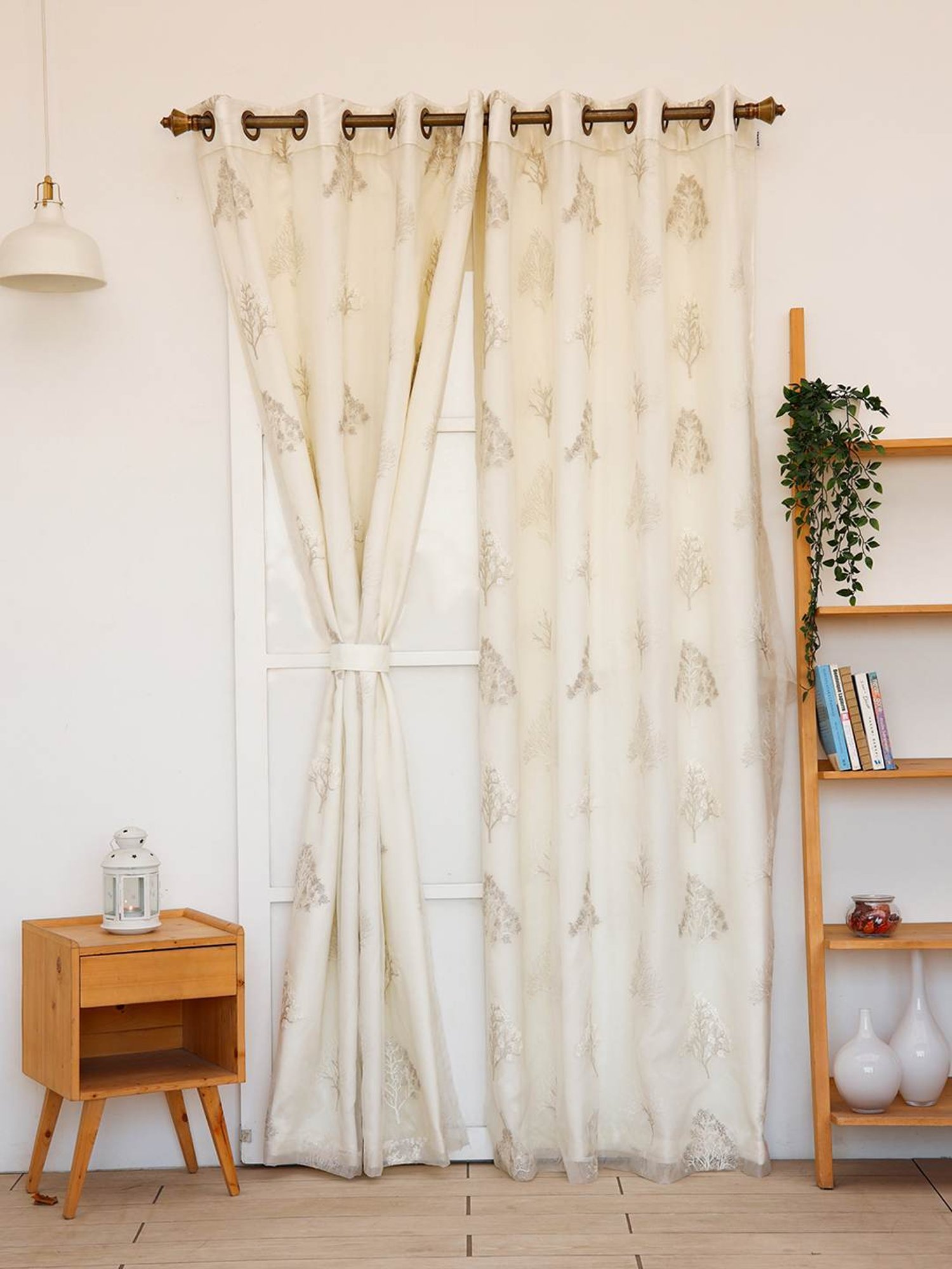 Ariana Embroidery Silver Polyester 5 ft Window Curtain