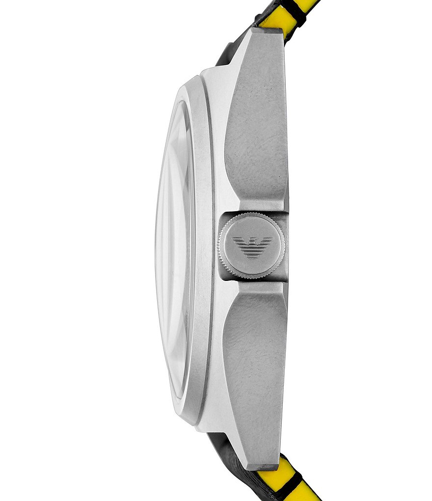 Emporio Armani Men's Three-Hand Black Leather Watch