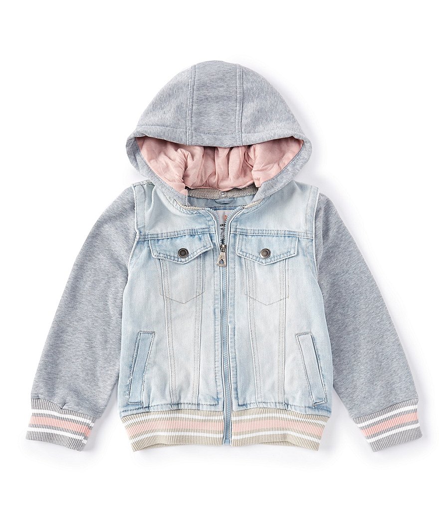 Urban Republic Little Girls 4-6X Denim Bomber Two-Fer Jacket