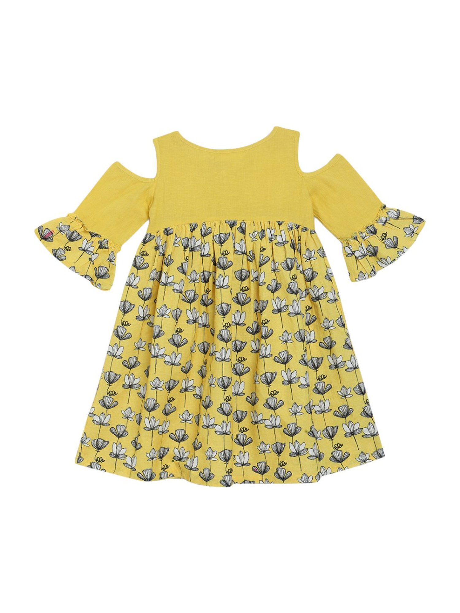 Elle Kids Yellow Cotton Printed Dress