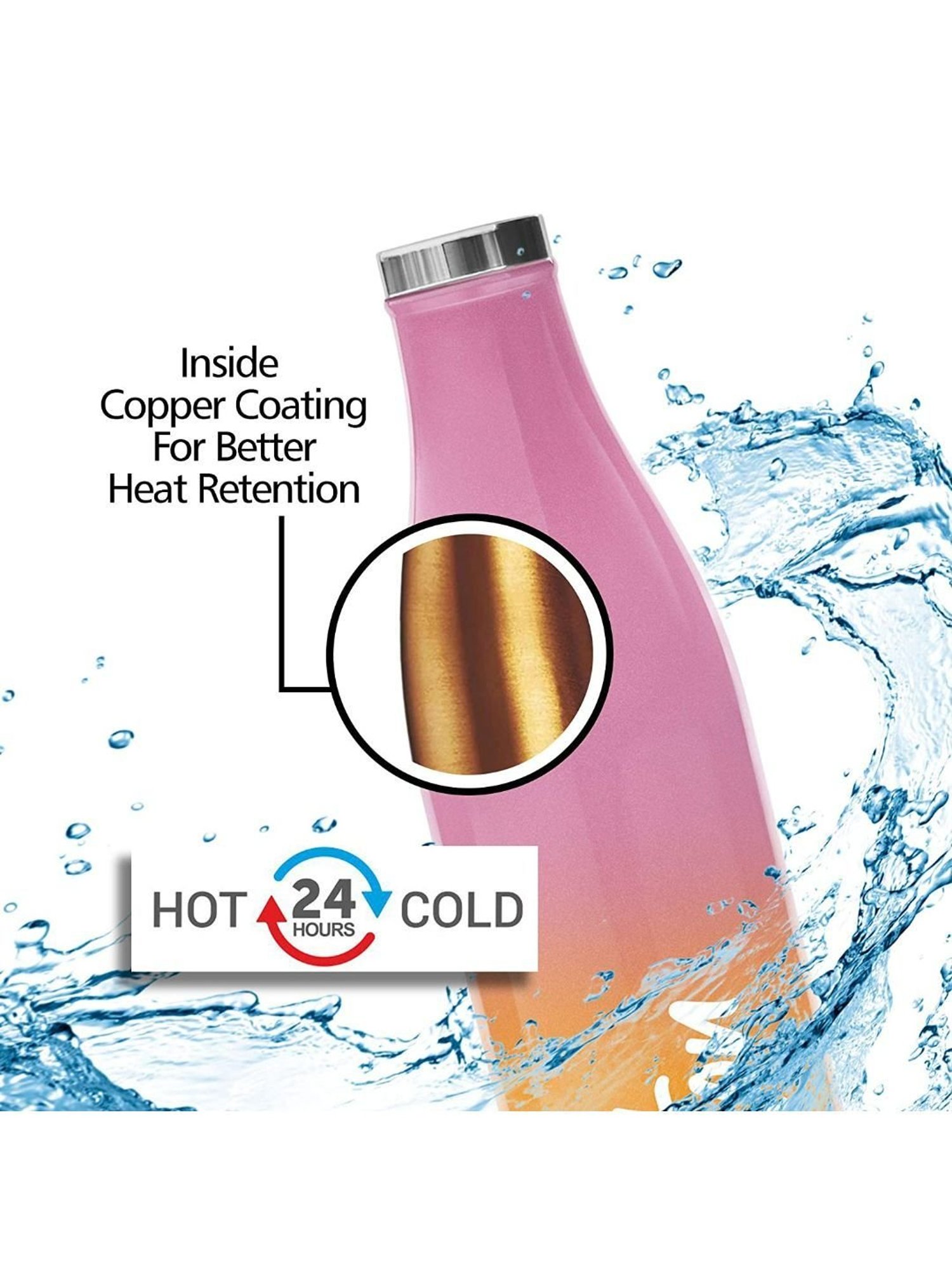Milton Pink & Blue Stainless Steel Thermosteel Vaccum Insulated Hot & Cold Water Bottle (0.82 L)