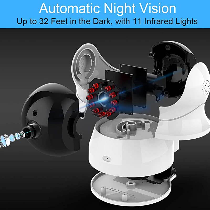 Security Camera Wireless Camera IP Camera with Night Vision Twoway Audio 24Ghz Wifi Indoor Home Dome Camera for Pet Baby Remote Surveillance Monitor with MicroSD Slot Android iOS App