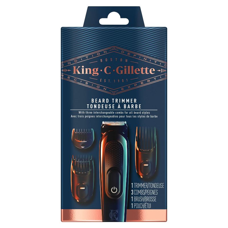 King C. Gillette Men's Cordless Beard Trimmer + 3 Interchangeable Combs