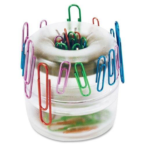 Officemate Paper Clip Dispenser, Clear, Plastic Frosted Clear  Plastic 93695