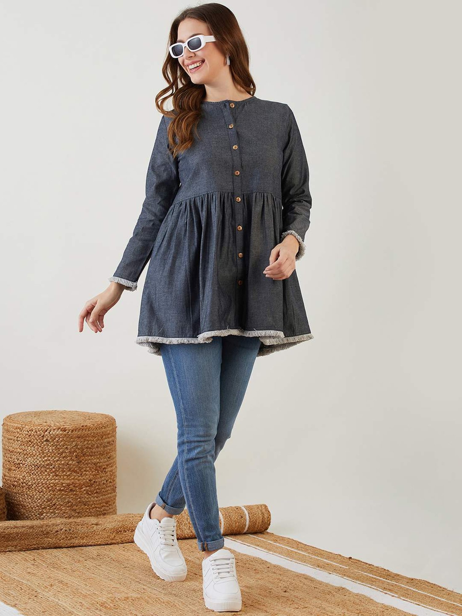 The Kaftan Company Blue Cotton Tunic