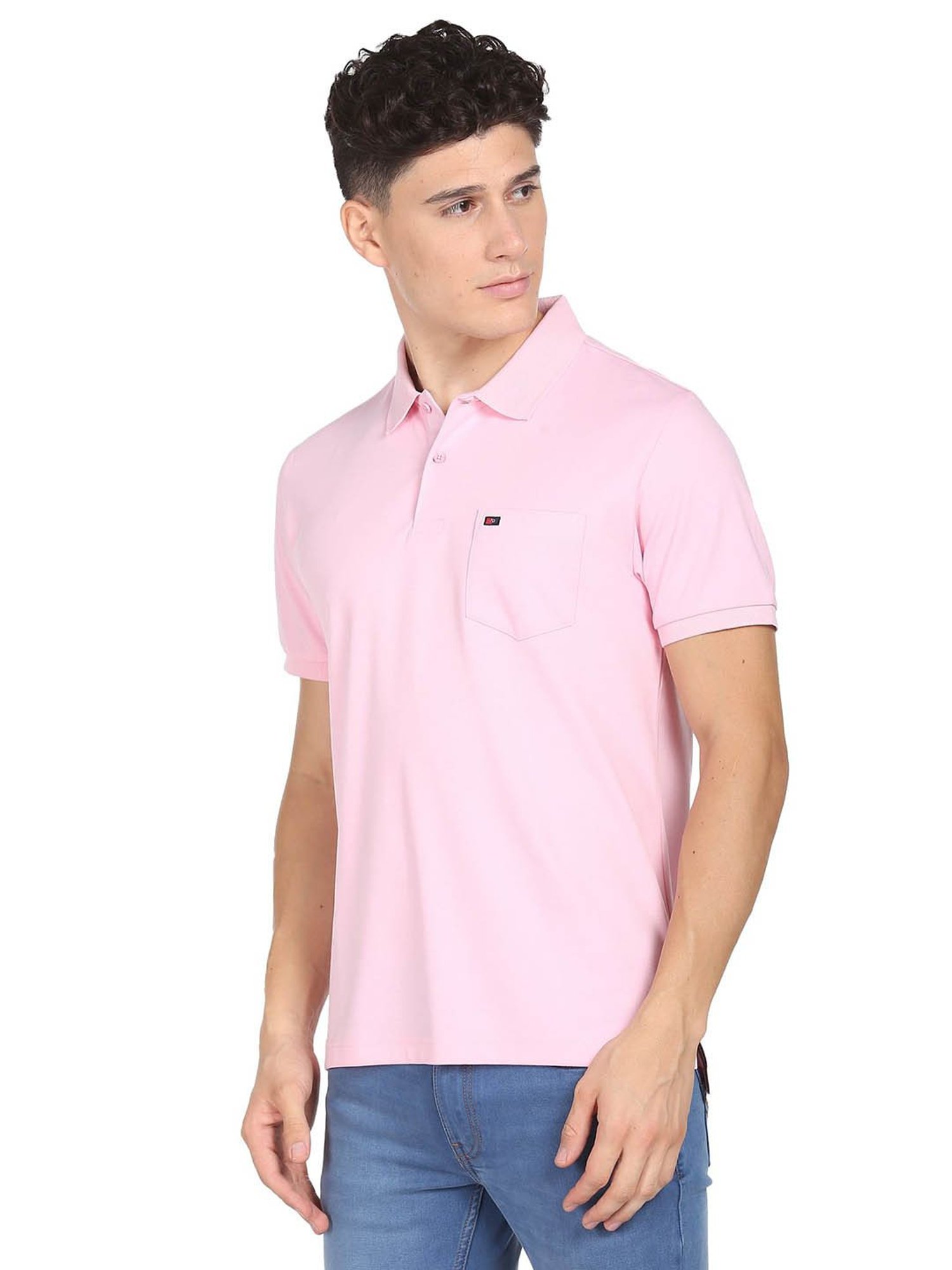 AD by Arvind Pink Slim Fit Polo T-Shirt