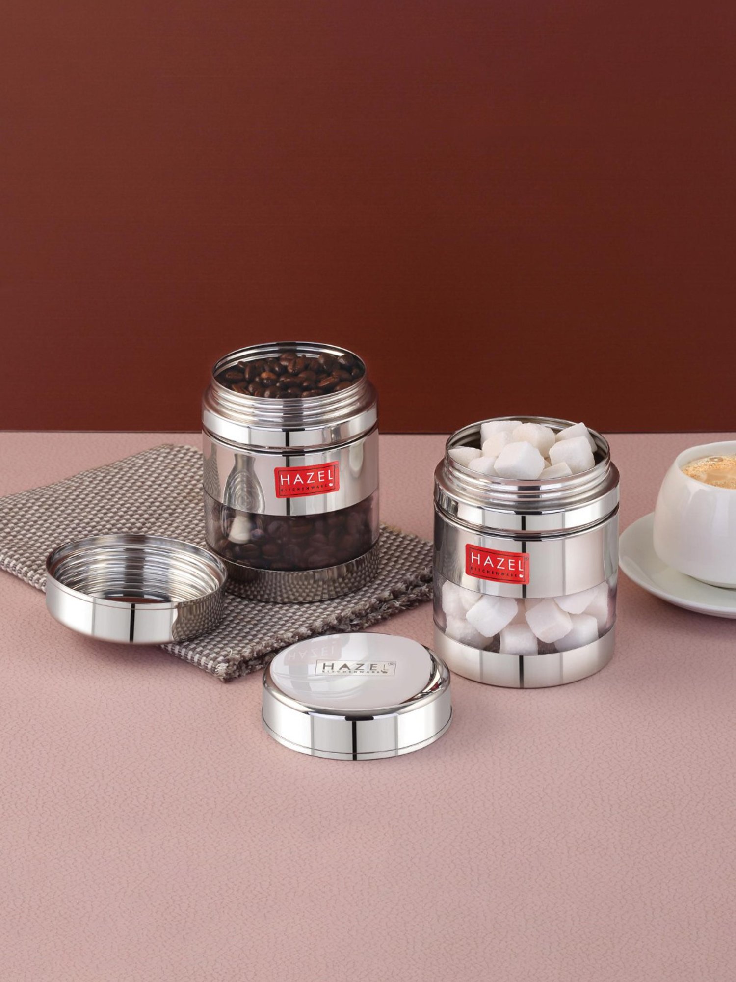 HAZEL Silver Stainless Steel Transparent Air Tight Container 400 ml