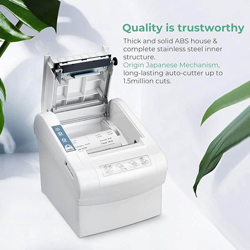 Thermal Receipt Printer of 300mms HighSpeed Printing Auto Cutter Sound Reminder 3 18 80mm Desktop POS Ticket Printer with USBSerialLANCash Drawer Port Support Windows