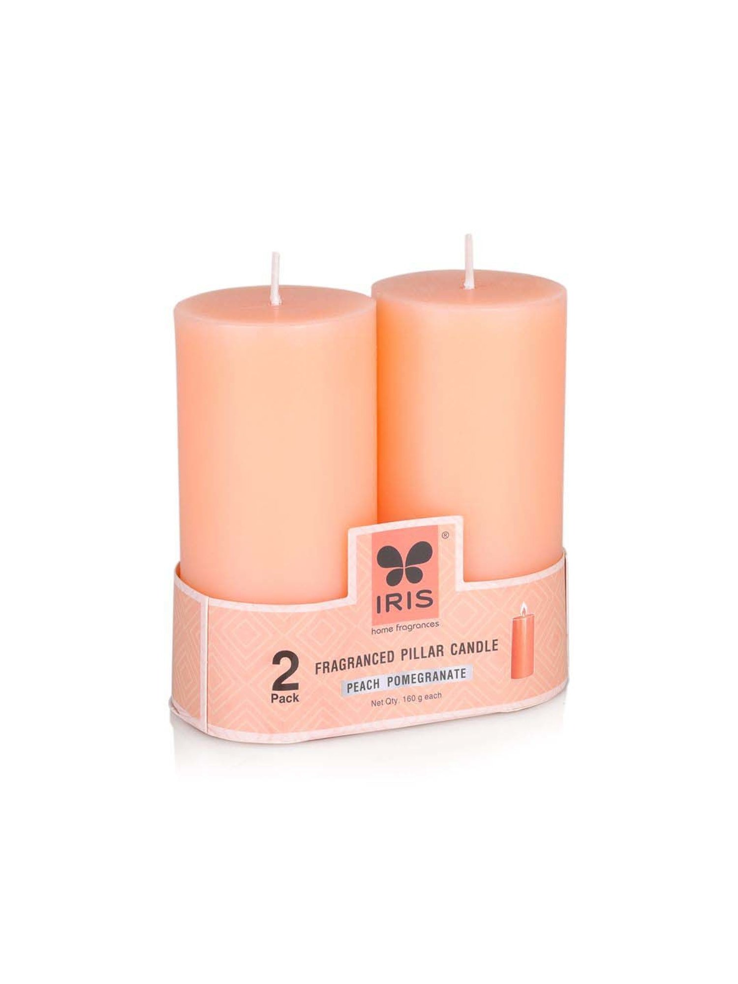 IRIS Peach Home Fragrances Peach Pomogranate Fragrance Pillar Candles - Set of 2